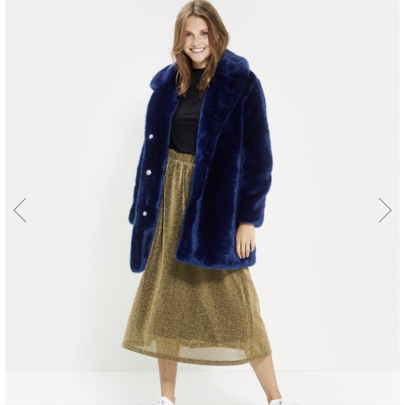 NWOT MSCH Copenhagen Blue Lora Fairy Faux Fur Coat Size XS/S - Picture 4 of 9